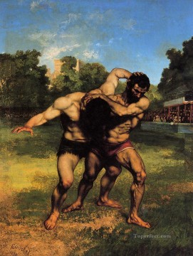  Lucha Arte - Los luchadores Realismo Realista pintor Gustave Courbet